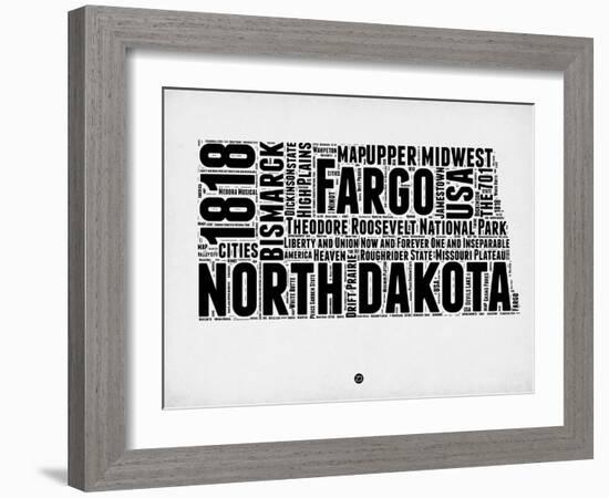 North Dakota Word Cloud 2-NaxArt-Framed Art Print