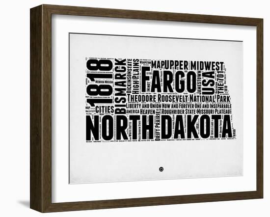 North Dakota Word Cloud 2-NaxArt-Framed Art Print