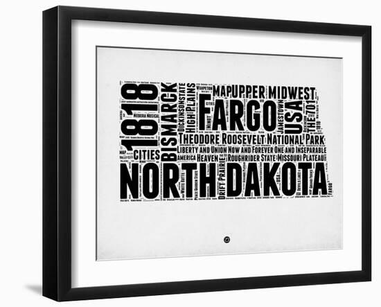 North Dakota Word Cloud 2-NaxArt-Framed Art Print