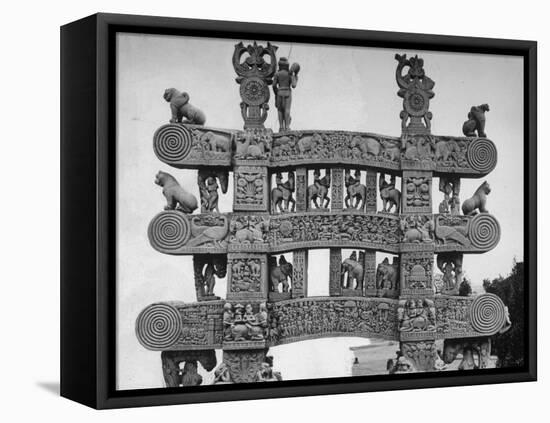 North, East South, West Gates of Sanchi Temple in India-Eliot Elisofon-Framed Premier Image Canvas