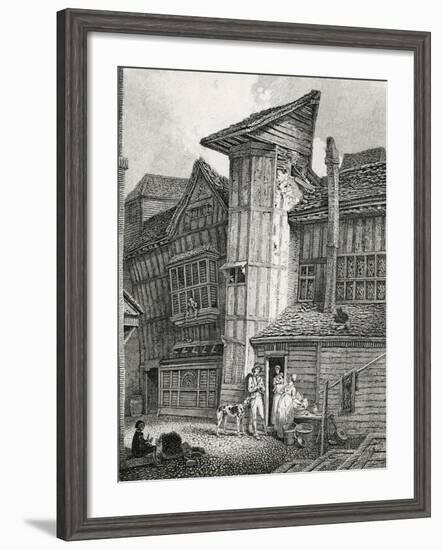 North East View of an old house lately standing in Sweedon's Passage, Grub Street, 1791-null-Framed Giclee Print