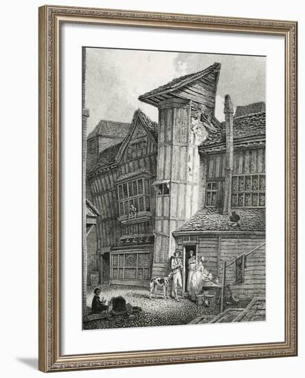 North East View of an old house lately standing in Sweedon's Passage, Grub Street, 1791-null-Framed Giclee Print