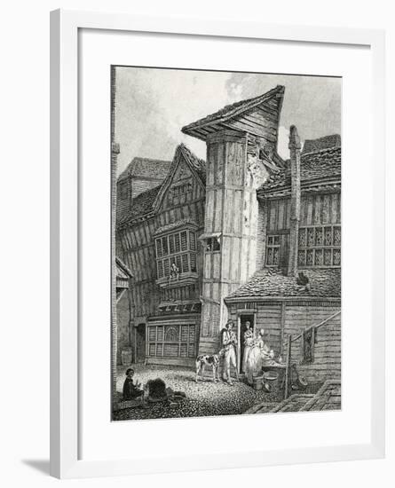 North East View of an old house lately standing in Sweedon's Passage, Grub Street, 1791-null-Framed Giclee Print