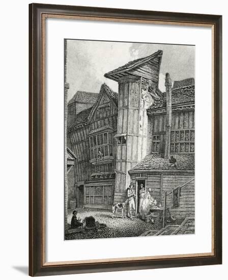 North East View of an old house lately standing in Sweedon's Passage, Grub Street, 1791-null-Framed Giclee Print