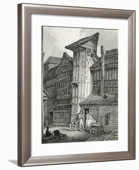 North East View of an old house lately standing in Sweedon's Passage, Grub Street, 1791-null-Framed Giclee Print