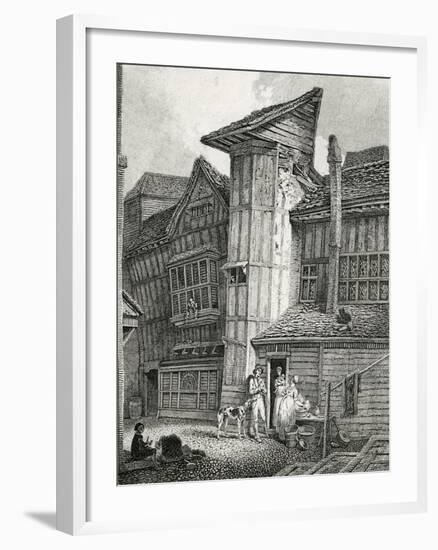 North East View of an old house lately standing in Sweedon's Passage, Grub Street, 1791-null-Framed Giclee Print