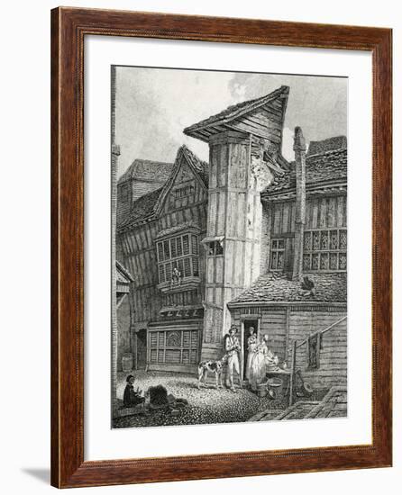 North East View of an old house lately standing in Sweedon's Passage, Grub Street, 1791-null-Framed Giclee Print