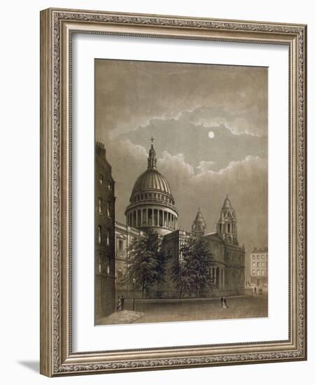 North-East View of St Paul's Cathedral by Moonlight, City of London, 1850-null-Framed Giclee Print