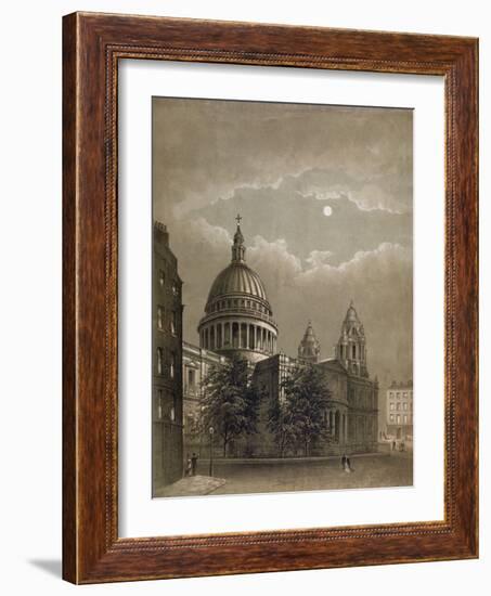 North-East View of St Paul's Cathedral by Moonlight, City of London, 1850-null-Framed Giclee Print