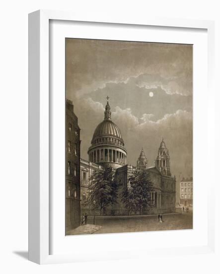 North-East View of St Paul's Cathedral by Moonlight, City of London, 1850-null-Framed Giclee Print