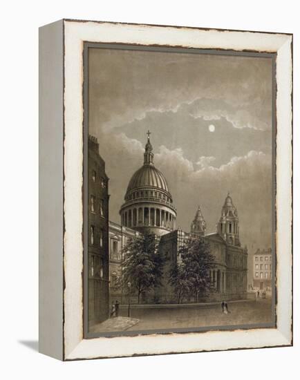 North-East View of St Paul's Cathedral by Moonlight, City of London, 1850-null-Framed Premier Image Canvas