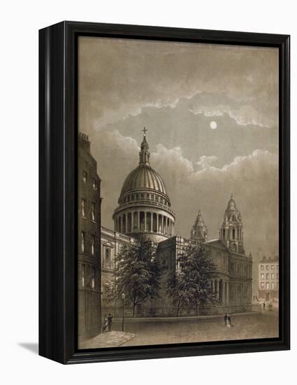 North-East View of St Paul's Cathedral by Moonlight, City of London, 1850-null-Framed Premier Image Canvas
