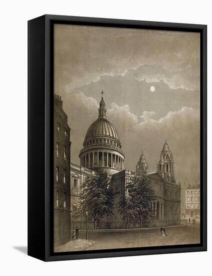 North-East View of St Paul's Cathedral by Moonlight, City of London, 1850-null-Framed Premier Image Canvas