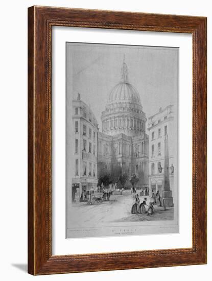 North-East View of St Paul's Cathedral, City of London, 1854-M & N Hanhart-Framed Giclee Print