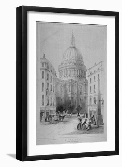 North-East View of St Paul's Cathedral, City of London, 1854-M & N Hanhart-Framed Giclee Print