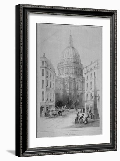 North-East View of St Paul's Cathedral, City of London, 1854-M & N Hanhart-Framed Giclee Print