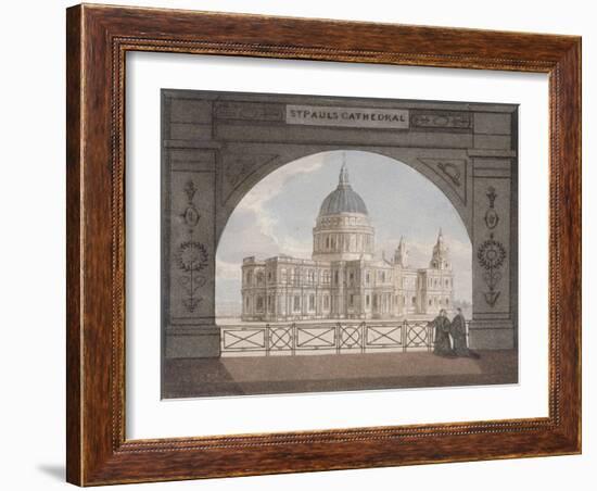 North-East View of St Paul's Cathedral Through an Archway, City of London, 1820-null-Framed Giclee Print