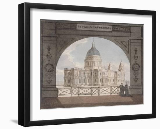 North-East View of St Paul's Cathedral Through an Archway, City of London, 1820-null-Framed Giclee Print