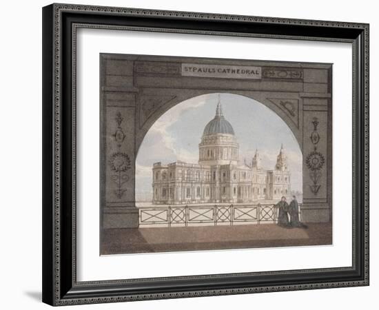 North-East View of St Paul's Cathedral Through an Archway, City of London, 1820-null-Framed Giclee Print