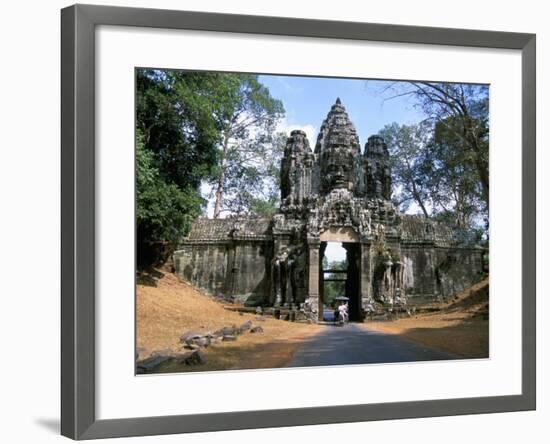 North Gate, Angkor Thom, Angkor, Unesco World Heritage Site, Siem Reap, Cambodia-Jane Sweeney-Framed Photographic Print