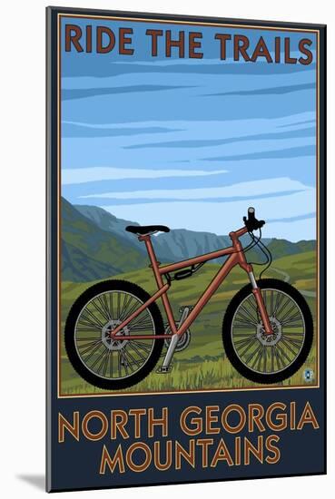 North Georgia Mountains - Mountain Bike Scene - Ride the Trails-Lantern Press-Mounted Art Print