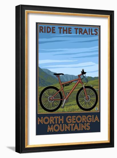 North Georgia Mountains - Mountain Bike Scene - Ride the Trails-Lantern Press-Framed Art Print