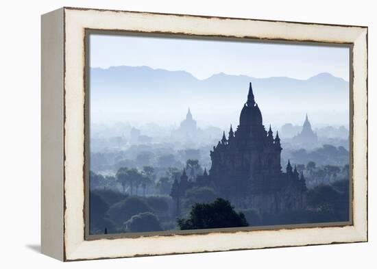 North Guni Temple, Pagodas and Stupas in Early Morning Mist at Sunrise, Bagan (Pagan)-Stephen Studd-Framed Premier Image Canvas