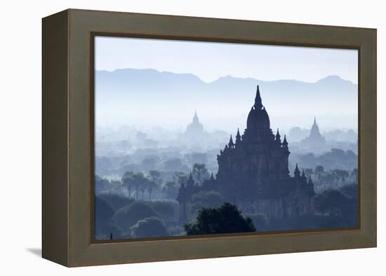 North Guni Temple, Pagodas and Stupas in Early Morning Mist at Sunrise, Bagan (Pagan)-Stephen Studd-Framed Premier Image Canvas