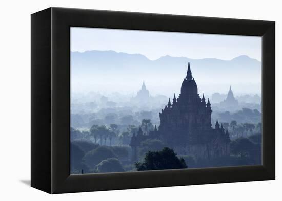 North Guni Temple, Pagodas and Stupas in Early Morning Mist at Sunrise, Bagan (Pagan)-Stephen Studd-Framed Premier Image Canvas