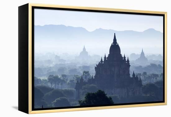 North Guni Temple, Pagodas and Stupas in Early Morning Mist at Sunrise, Bagan (Pagan)-Stephen Studd-Framed Premier Image Canvas