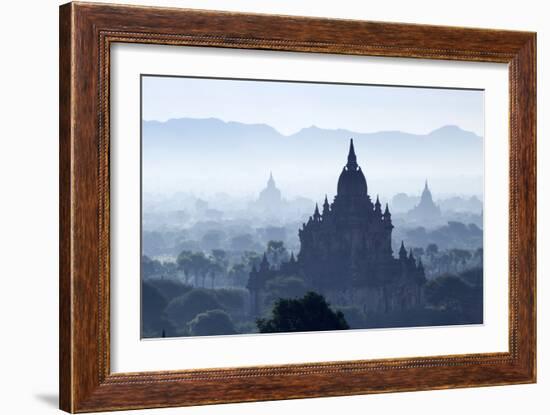 North Guni Temple, Pagodas and Stupas in Early Morning Mist at Sunrise, Bagan (Pagan)-Stephen Studd-Framed Photographic Print