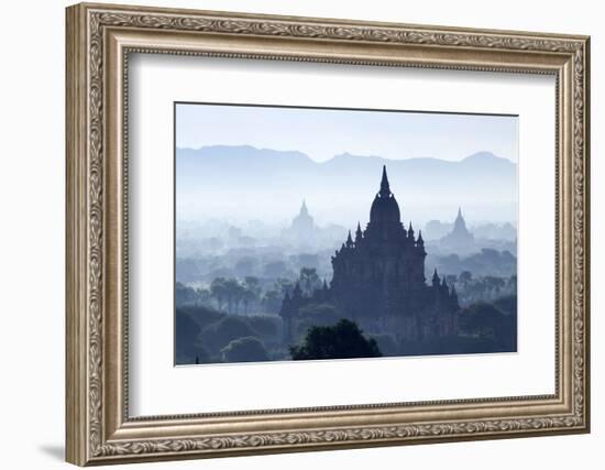 North Guni Temple, Pagodas and Stupas in Early Morning Mist at Sunrise, Bagan (Pagan)-Stephen Studd-Framed Photographic Print