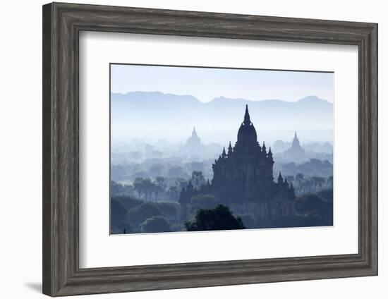 North Guni Temple, Pagodas and Stupas in Early Morning Mist at Sunrise, Bagan (Pagan)-Stephen Studd-Framed Photographic Print