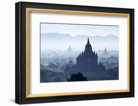 North Guni Temple, Pagodas and Stupas in Early Morning Mist at Sunrise, Bagan (Pagan)-Stephen Studd-Framed Photographic Print