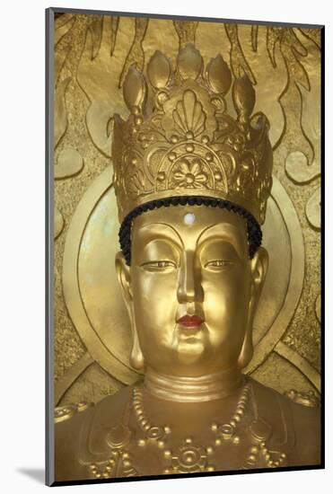North Korea, Kaesong. a Gold Buddha at Ryongtong Temple. Founded by Chontae Buddhist Sect in 1027-Katie Garrod-Mounted Photographic Print