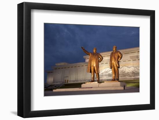 North Korea, Pyongyang. Bronze Statues of Kim Il Sung, Arm Out Pointing the Way Forward-Katie Garrod-Framed Photographic Print