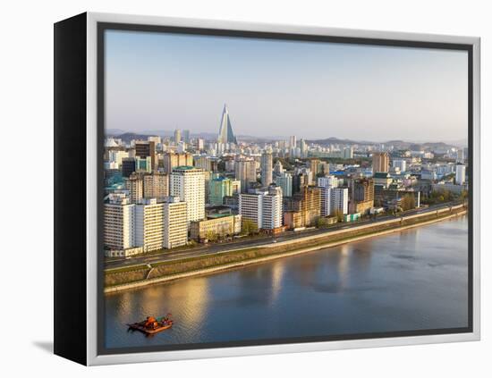 North Korea, Pyongyang, Elevated City Skyline Including the Ryugyong Hotel and Taedong River-Gavin Hellier-Framed Premier Image Canvas