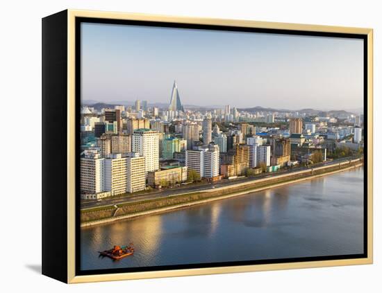 North Korea, Pyongyang, Elevated City Skyline Including the Ryugyong Hotel and Taedong River-Gavin Hellier-Framed Premier Image Canvas