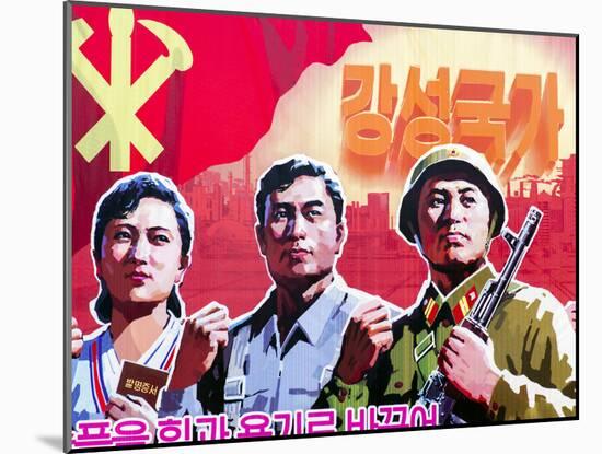 North Korea, Pyongyang, Propaganda Poster-Gavin Hellier-Mounted Photographic Print