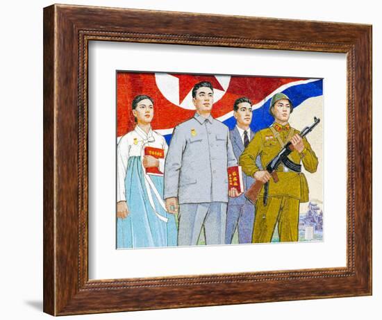 North Korea, Pyongyang, Propaganda Poster-Gavin Hellier-Framed Photographic Print