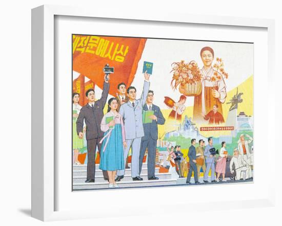 North Korea, Pyongyang, Pyongyang Film Studios, Wall Murals-Gavin Hellier-Framed Photographic Print