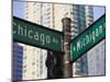 North Michigan Avenue and Chicago Avenue Signpost, the Magnificent Mile, Chicago, Illinois, USA-Amanda Hall-Mounted Photographic Print