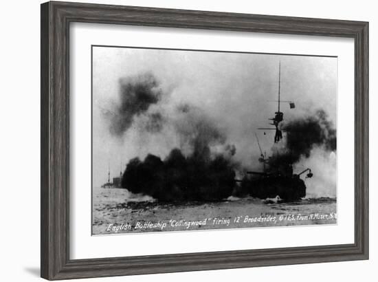 North Moser, New York - View of British Battleship Collingwood Shooting-Lantern Press-Framed Art Print