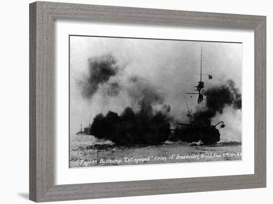 North Moser, New York - View of British Battleship Collingwood Shooting-Lantern Press-Framed Art Print