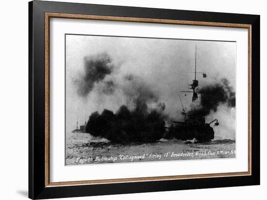 North Moser, New York - View of British Battleship Collingwood Shooting-Lantern Press-Framed Art Print