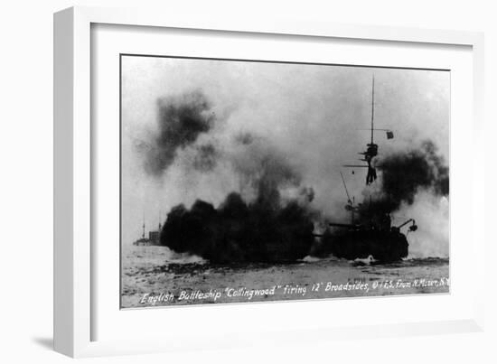 North Moser, New York - View of British Battleship Collingwood Shooting-Lantern Press-Framed Art Print