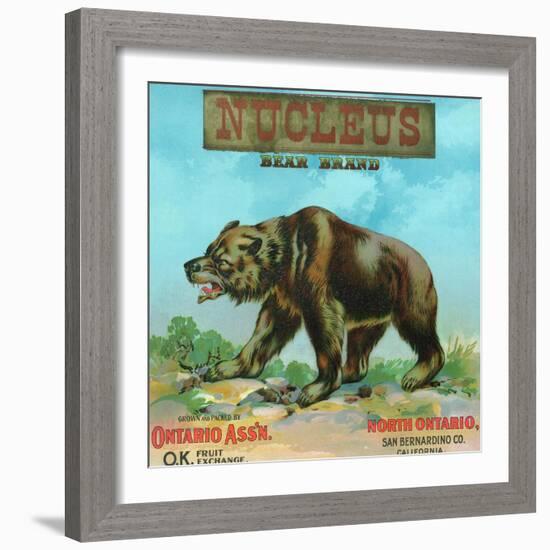 North Ontario, California, Nucleus Bear Brand Citrus Label-Lantern Press-Framed Art Print