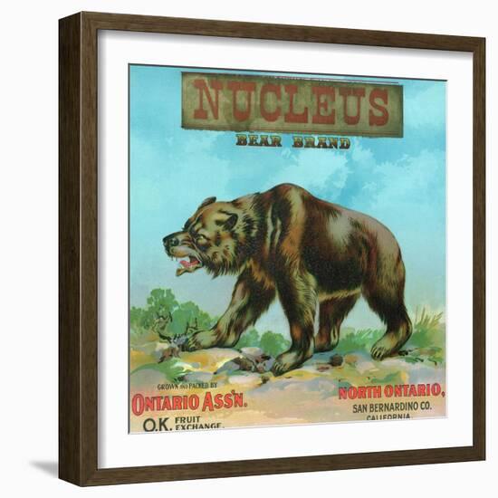 North Ontario, California, Nucleus Bear Brand Citrus Label-Lantern Press-Framed Art Print