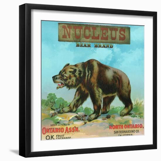 North Ontario, California, Nucleus Bear Brand Citrus Label-Lantern Press-Framed Art Print