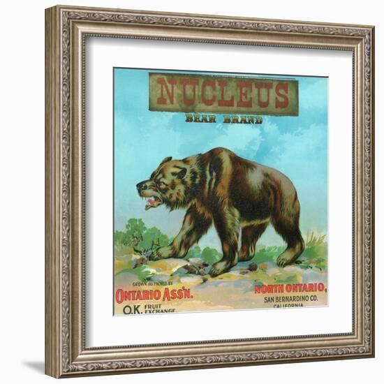 North Ontario, California, Nucleus Bear Brand Citrus Label-Lantern Press-Framed Art Print